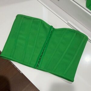 PLT Green Strapless Corset Top